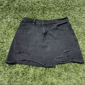 Black ripped mini skirt